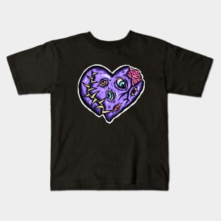 Zombie Heart Tooth Brain Purple Valentines Day Kids T-Shirt